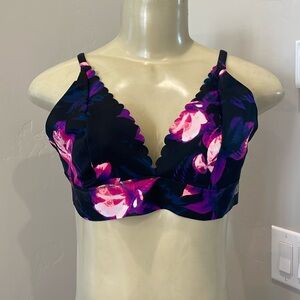Victoria’s Secret Pink Bonded scalloped plunge tropical bralette size L